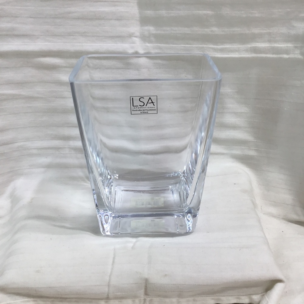 LSA vase, handmade in Poland, 6” high, 4.75” wide, 3.5” deep